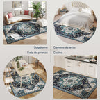 Boho Rug Non-Slip and Washable Short Pile for Living Room and Bedroom, 230x160 cm, Multicolor