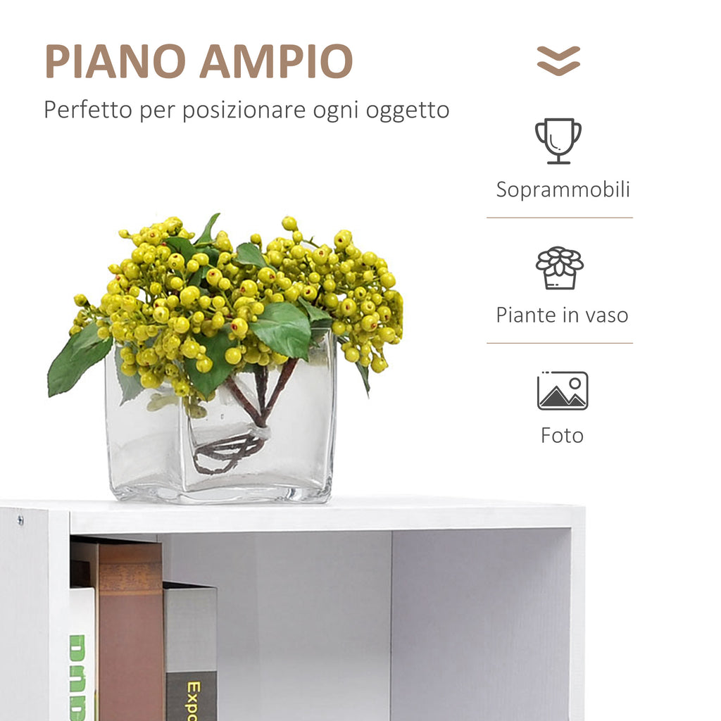 Low Wooden Bookcase, Multipurpose Cabinet Modern Design White with Adjustable Shelf 40x24x61cm