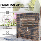 Outsunny 5-Piece Rattan and Steel Outdoor Set with 2 Ottomans, 2 Chairs and 2-Tier Coffee Table, Brown and Cream