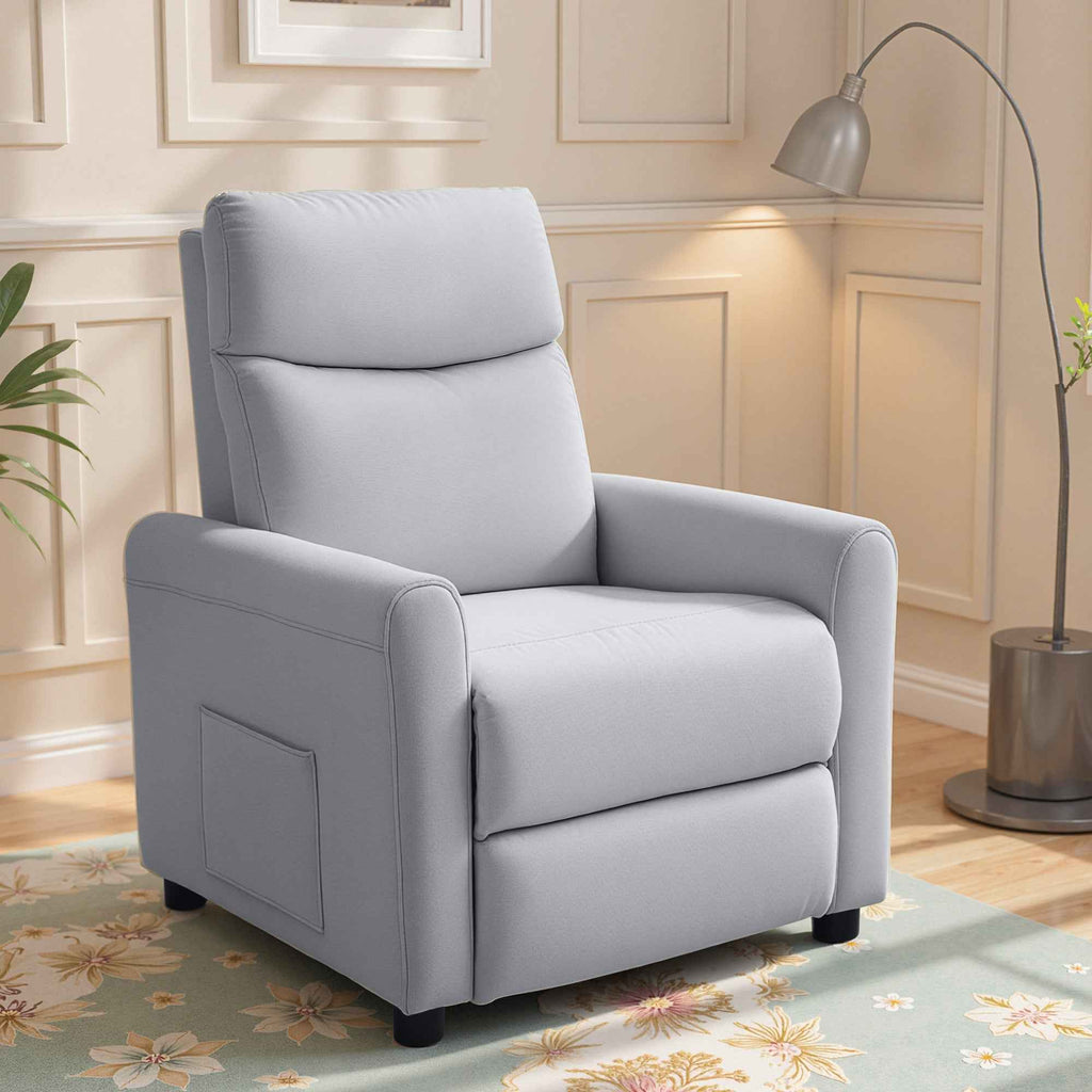 HOMCOM Reclining Chair 135° max in Linen Effect Fabric, Foam, Steel and Wood, 73x86x100 cm, Light Grey