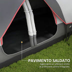 6 Person Camping Tent with 2 Separate Rooms, Polyester and Fiberglass, 450x215x180 cm, Grey
