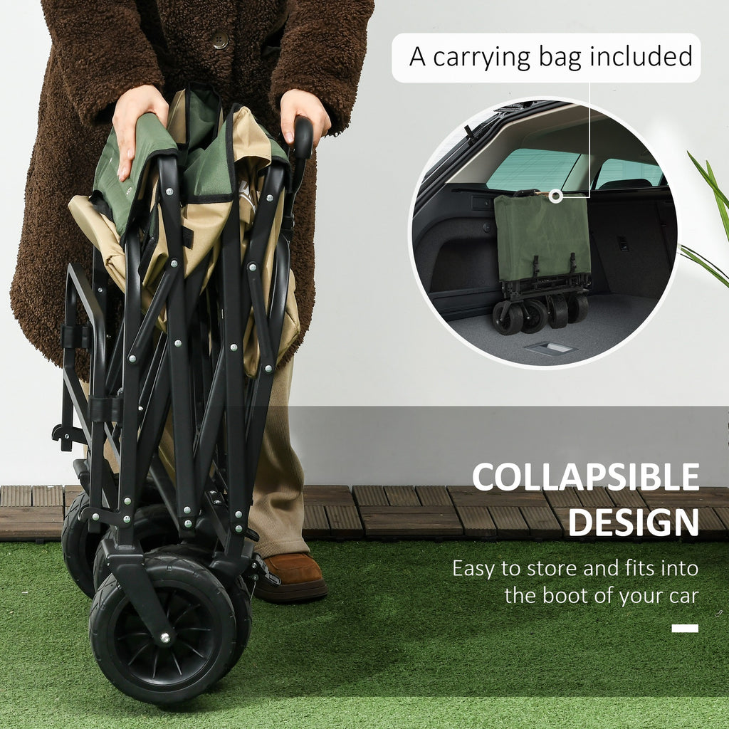Outsunny garden trolley 110L with telescopic handle and opening bottom in steel and oxford fabric, persimmons - Borgè