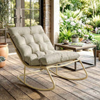 Outsunny Outdoor Rocking Chair, Seat 63 cm, Cushion Included, Khaki Color.