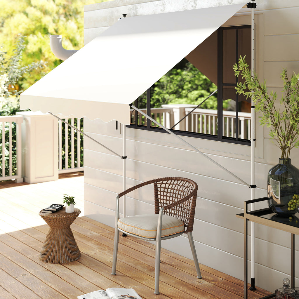 Outsunny 3x1.5m Arm Awning with Crank and Telescopic Structure, Beige