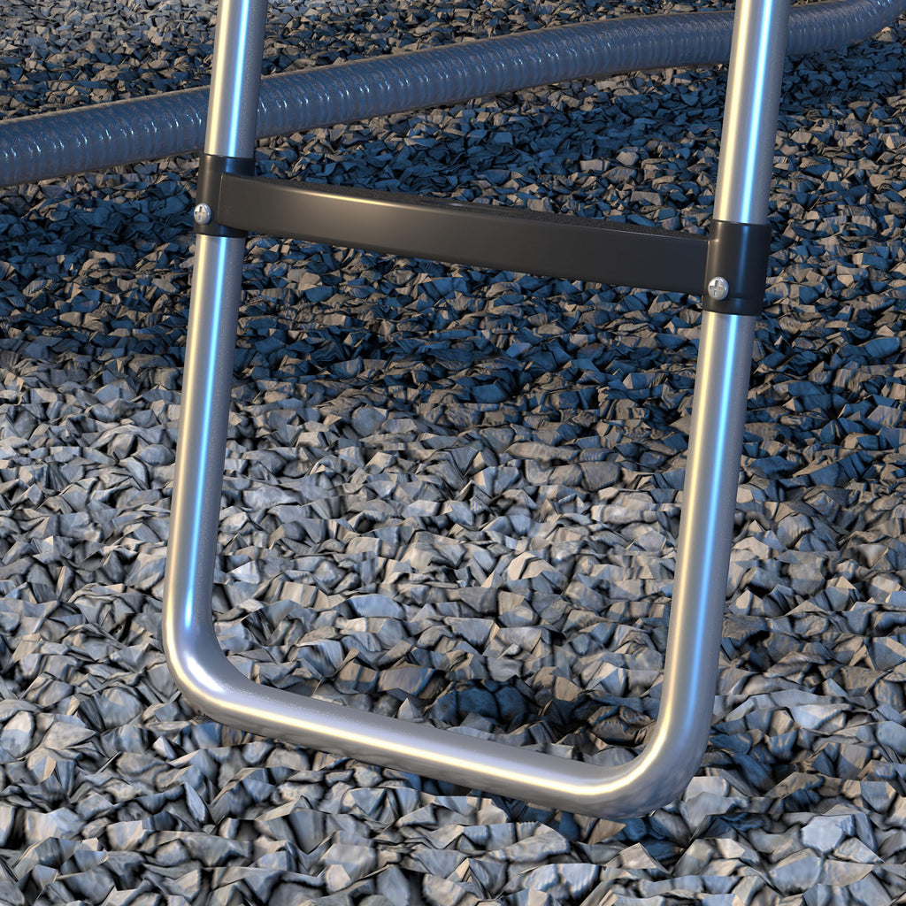 Adjustable Elastic Trampoline Ladder with 3 or 2 Steel Steps, 97x32cm, Silver - Borgè