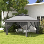 Gazebo with Mosquito Nets Adjustable on 3 Levels, in Steel and Oxford Fabric, 326x326x272 cm, Light and Dark Grey