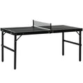 Folding Ping Pong Table with Carry Handle, Made of Aluminum and Wood, 152x76x72 cm, Black
