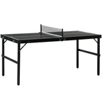 Folding Ping Pong Table with Carry Handle, Made of Aluminum and Wood, 152x76x72 cm, Black