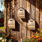 PawHut Set of 3 Fir Wood Bat Houses, 21.5x11.5x34 cm, Natural Wood