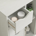 Bathroom Cabinet with 4 Drawers, 2-Tier Storage Cabinet with Cut-Out Handles, Wooden, 54x29x83 cm, White