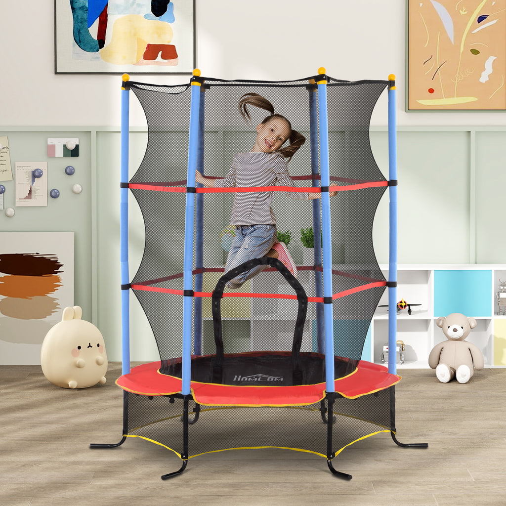 Children's Trampoline with Trampoline Mat, Safety Net and Padded Poles, Ages 3-10 Years, Blue