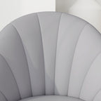 Set of 2 PU Leather Dining Chairs with Metal Legs and Shell Backrest, Light Gray