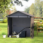 Garden Shed 1.1x2m with Roll-Up Door, Garage Tent for Bikes and Motorcycles, Dark Grey