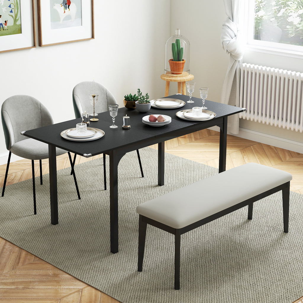 Extendable Table 4-6 Seater Expandable 120-160cm with Steel Legs, Black