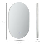 Anti-Fog LED Bathroom Mirror with Adjustable Brightness, Glass and Aluminum, 81x51x4.5 cm
