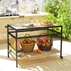 Outsunny Garden Food Cart in Wood with Slats and Steel, Shelf and Handle, 107x65x80 cm