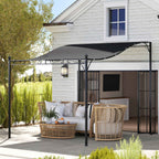 Outsunny 2.5 x 3 m Wall-Mounted Waterproof Garden Pergola with Metal Frame, Drainage Holes, Sun Shade Cover, Dark Grey