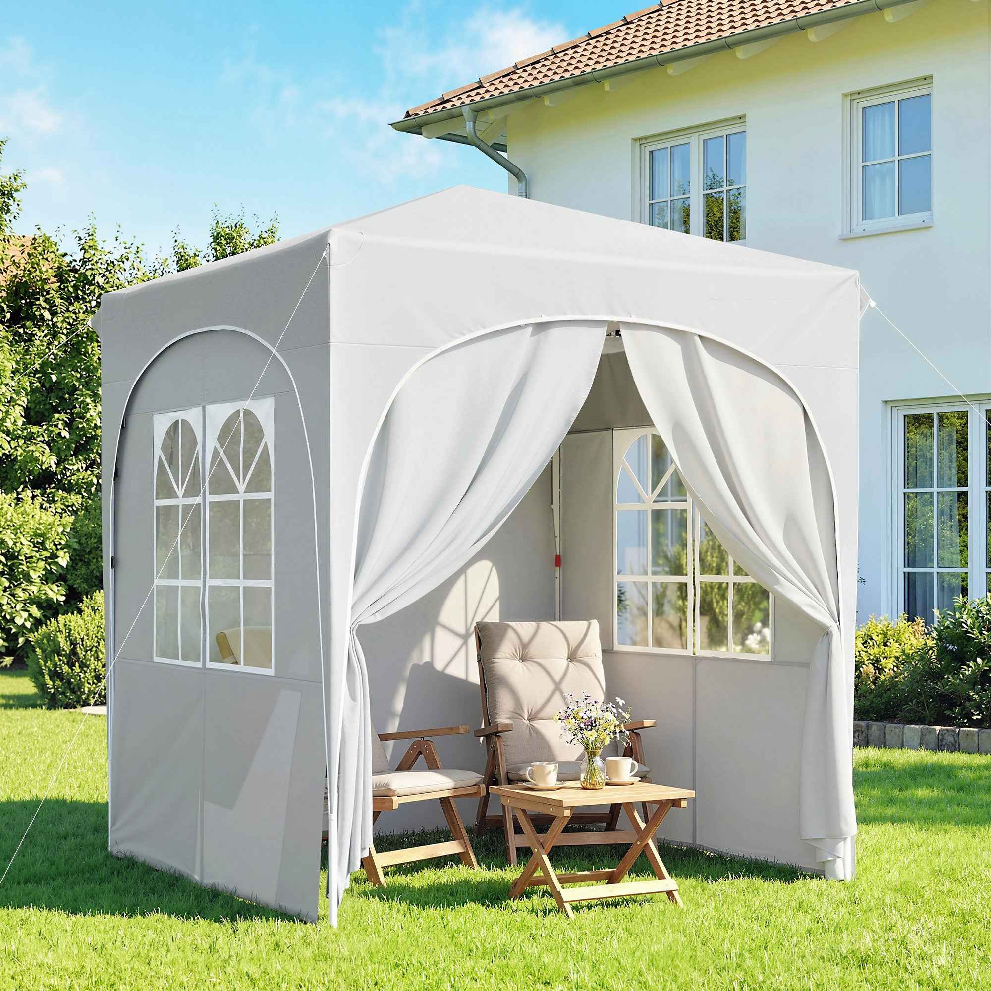 Outsunny Folding Gazebo Portable Garden Gazebo UPF50+ 2x2m Light Grey