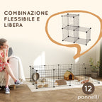 Modular Small Animal Playpen with Panels and Accessories, Indoor Metal Hedgehog Cage for Guinea Pigs and Hedgehogs, 106x73x36 cm, Black