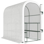 Outsunny Garden Greenhouse with 2-Tier Shelves and Roll-Up Door, Steel and PE, 123x187x189 cm, White