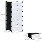 HOMCOM Space-Saving Modular Shoe Rack with 6 Storage Boxes in PP Plastic and Steel, 49x36.5x108 cm, Black and Transparent