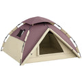 2-Person Camping Tent with 2 Windows and Hook, Polyester and Fiberglass, 225x190x130 cm, Khaki