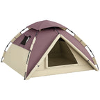 2-Person Camping Tent with 2 Windows and Hook, Polyester and Fiberglass, 225x190x130 cm, Khaki