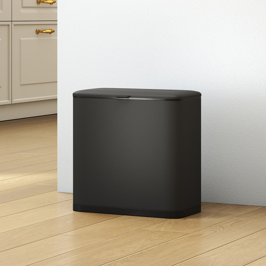 HOMCOM 8L Waste Bin with Stainless Steel Lid and Removable Inner Bucket, 29.7 x 17.4 x 30 cm, Black