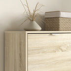 Shoe Rack with Mirror for 16 Pairs of Shoes, 4 Drop-Down Drawers and 2 Cabinets, 82x30x168cm, Oak