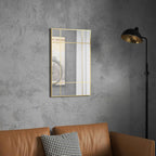 HOMCOM Window Style Wall Mirror with Vertical and Horizontal Mounting, 90x60 cm, Gold