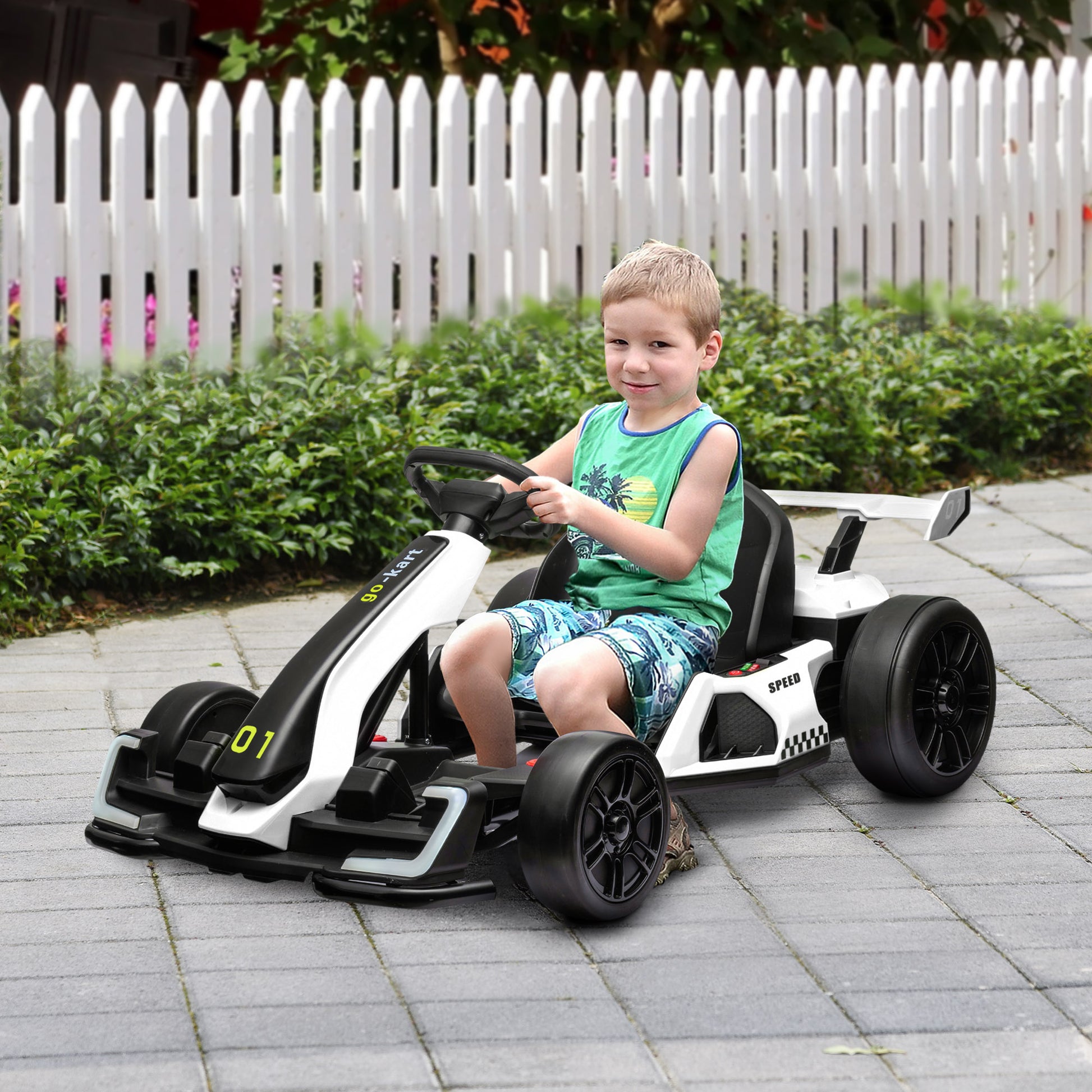 Homcom GO Electric Kart for children 6-12 years 24v 12km/h with adjustable seat, white - Borgè