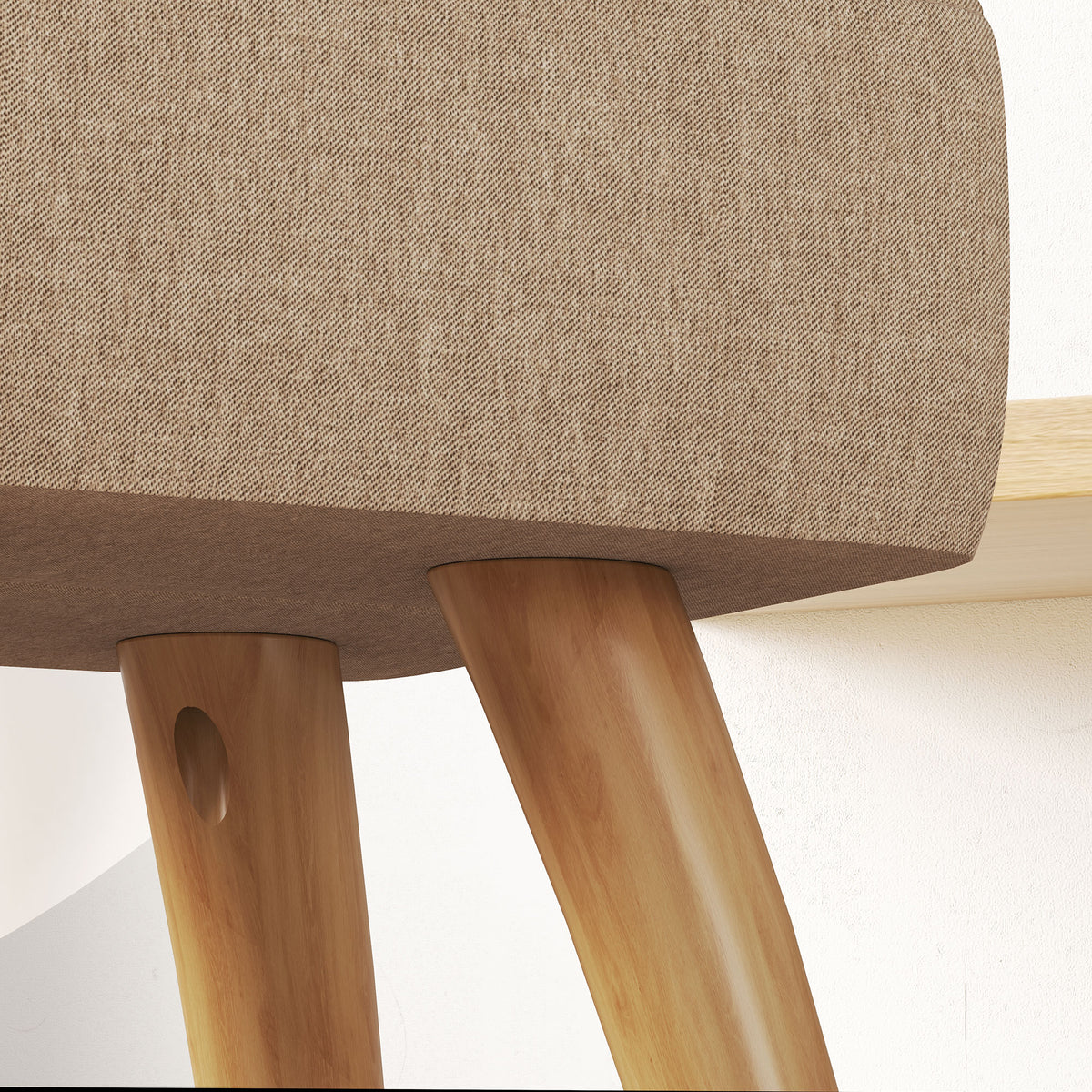 HOMCOM Linen-Effect Fabric Footstool, 27x27x26 cm, Rubber Wood Legs, Load Capacity up to 110 kg, Brown