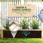 Raised Garden Bed with Internal Divider and Open Bottom, 237x60x25cm, Natural WoodRaised Garden Bed with Internal Divider and Open Bottom, 237x60x25cm, Natural Wood