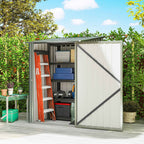 Outsunny Galvanized Steel Garden Shed with Hinged Door, 100x104x160 cm, Silver