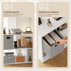 HOMCOM Modern Corner Desk with Shelf and Fabric Drawer, 110x100x75 cm, White