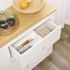 HOMCOM Wooden Buffet Sideboard with 2 Drawers and 2 Cabinets, 117x35x80 cm, White and Wood Color