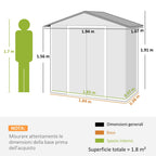 Outsunny Garden Shed Steel Tool Storage Shed 194x107x191 cm, Grey