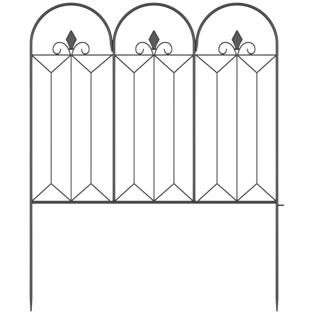 5-Panel Outdoor Metal Fence with Pickets, 305x79.5 cm, Black