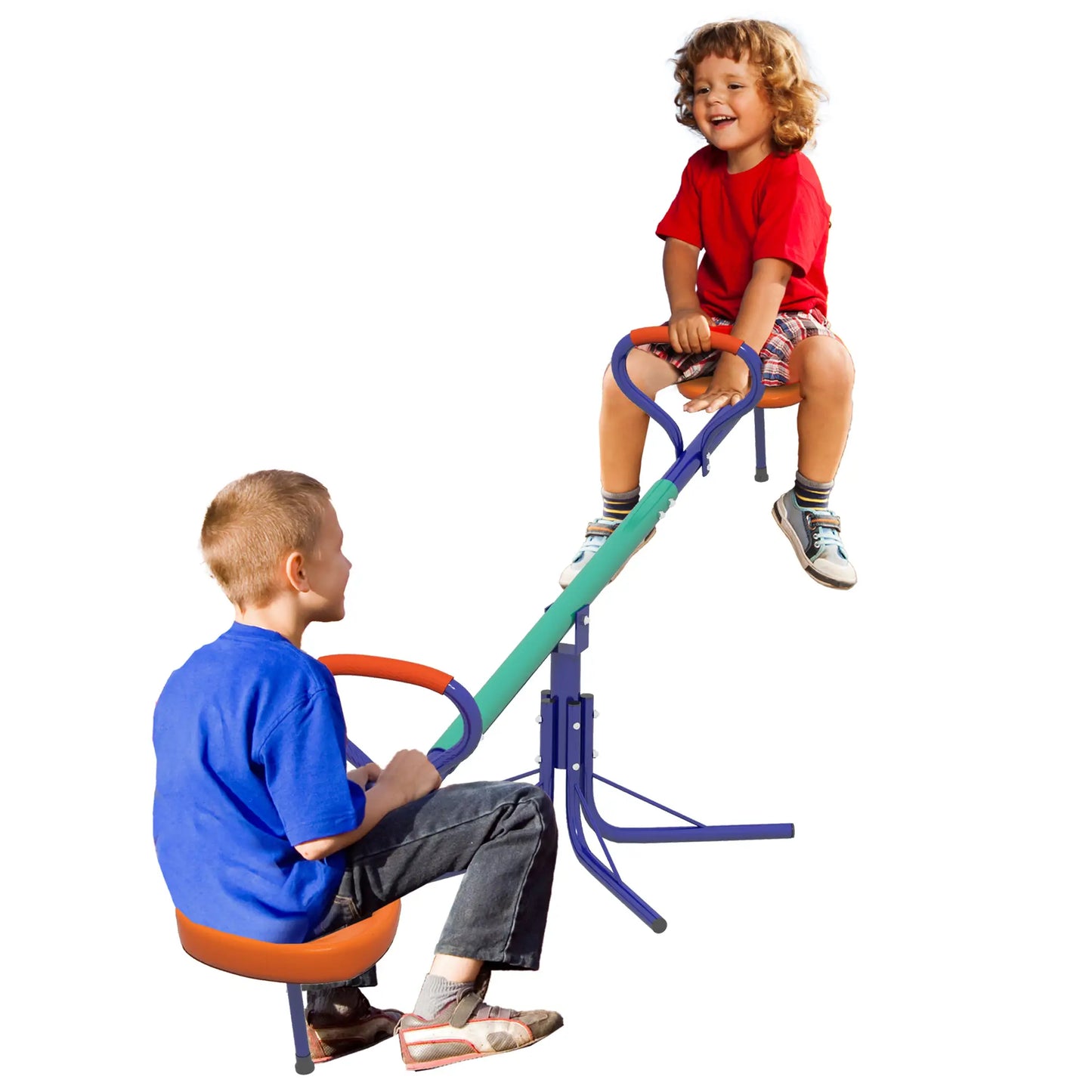 Seesaw Swing for Children 3-8 Years with 360° Rotation, in Steel and PP, 192x60x60 cm