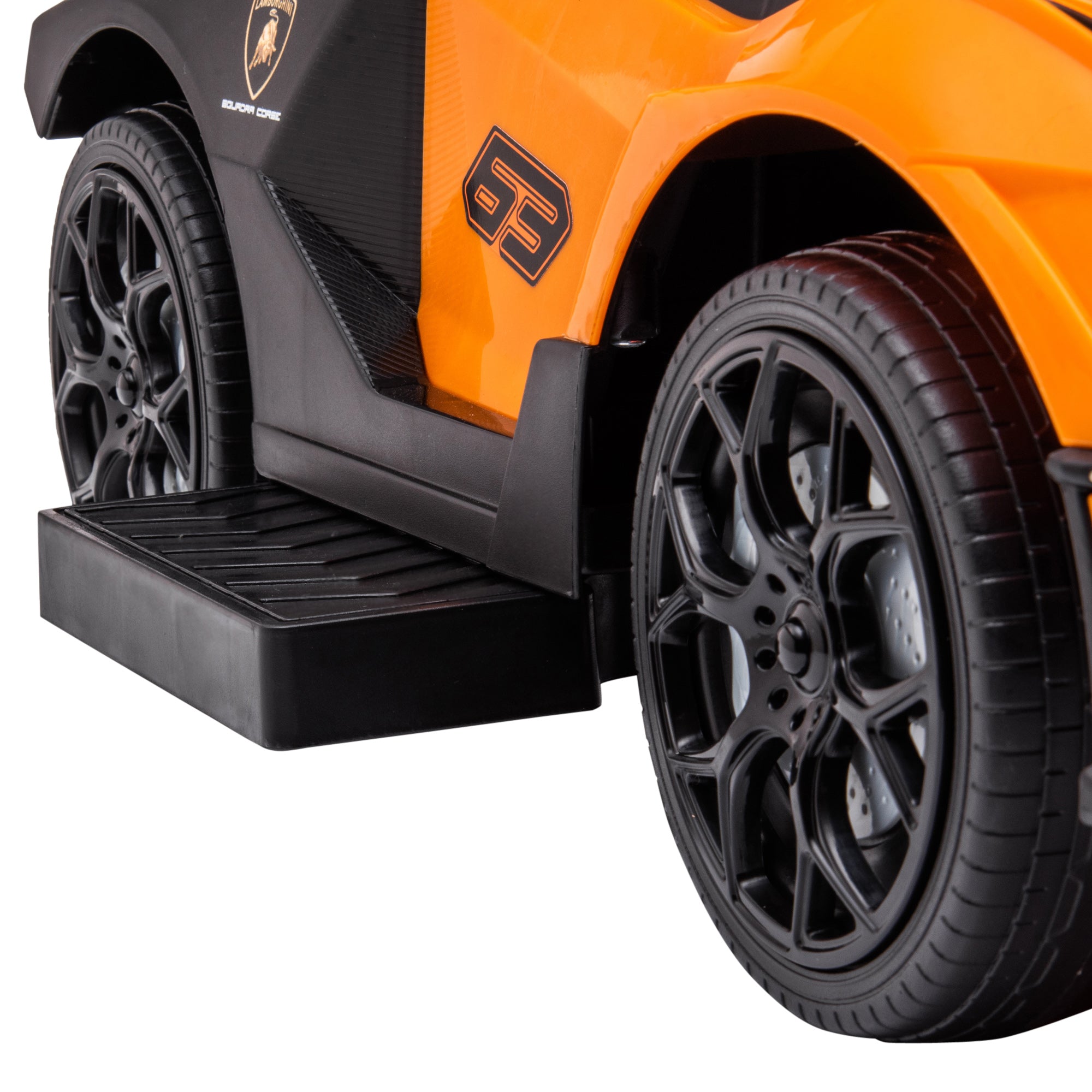 2 in 1 Children's Toy Car with Handle and Safety Barrier, 86.5x40x89.5 cm, Orange and Black