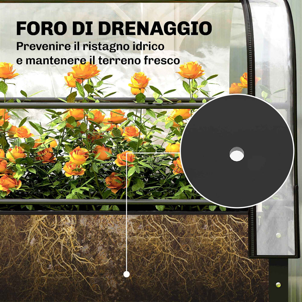 Outsunny Raised Vegetable Garden Bed with Mini Greenhouse Cover and Drainage Hole, 100x49x136 cm, Black