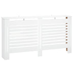 Slatted Radiator Cover with Storage Shelf, Wooden, 172x19x81 cm, White
