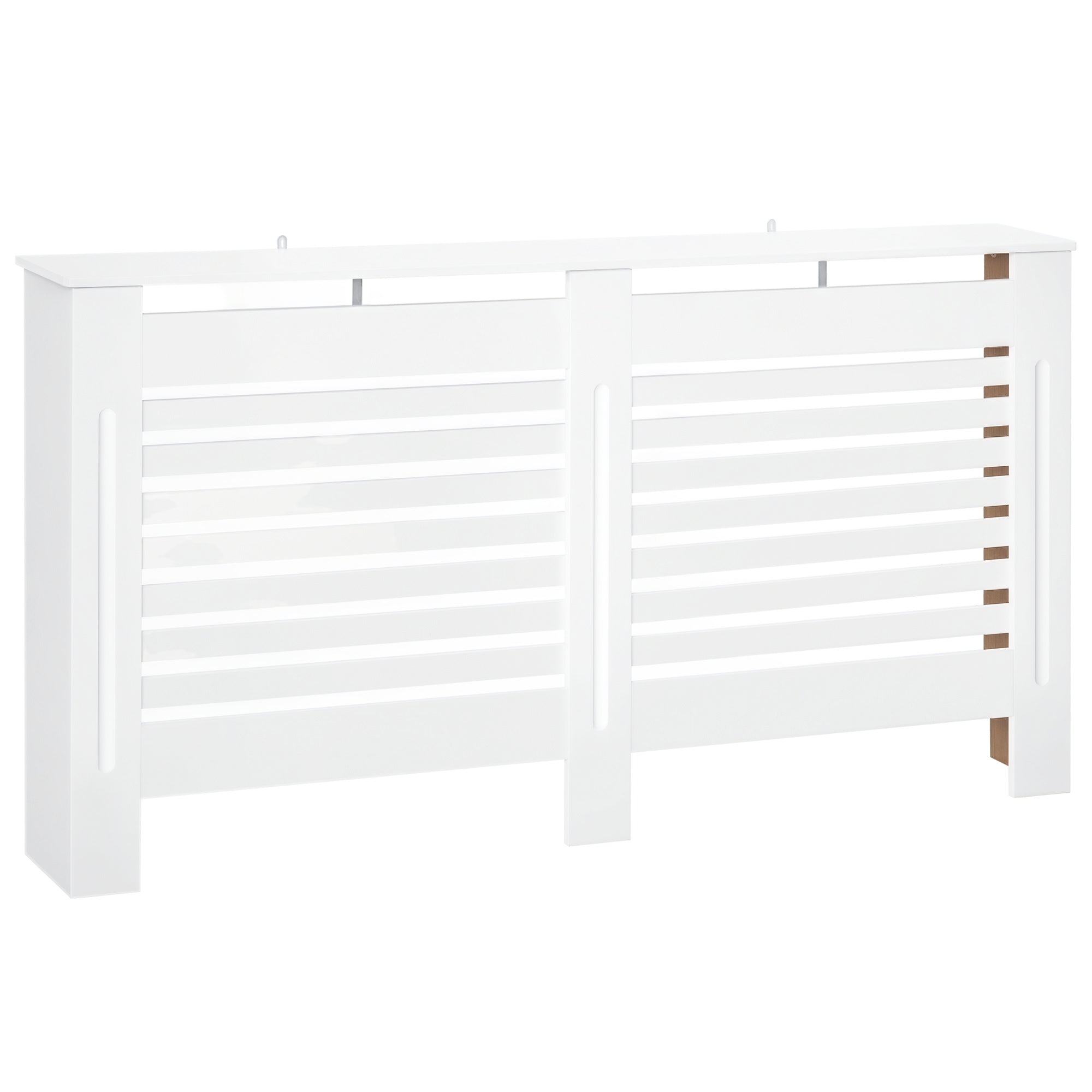 Slatted Radiator Cover with Storage Shelf, Wooden, 172x19x81 cm, White