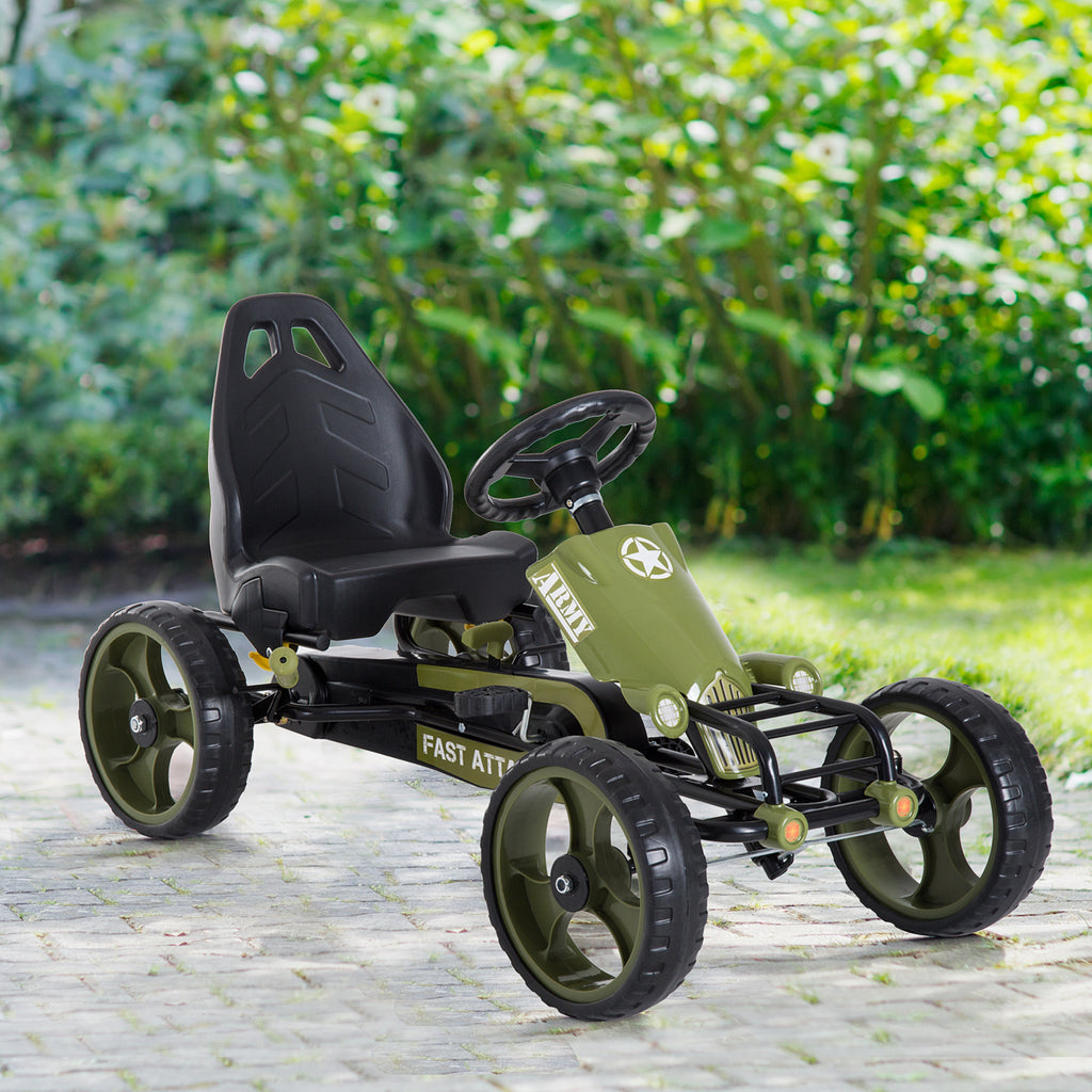 Pedal Go Kart for Kids 3-6 Years Old with Adjustable Seat and Handbrake, Green