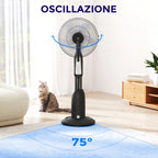 3-Speed Misting Fan, 75° Oscillation, Adjustable Misting, Black
