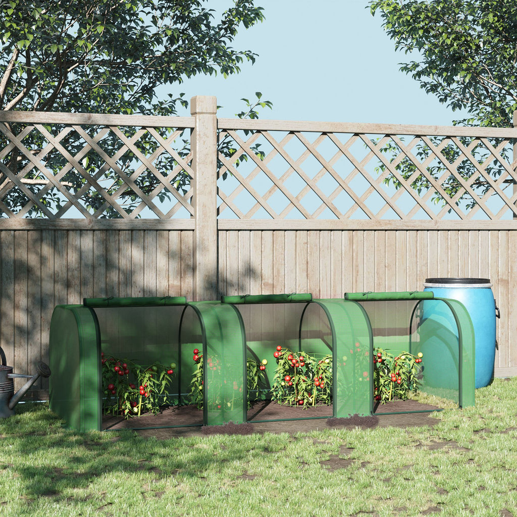 Steel and PP Plastic Tunnel Greenhouse with Roll-Up Doors, 295x100x80 cm, Green