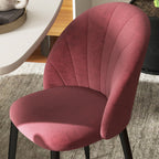 Set of 2 Nordic stye Velvet Dining Chairs with Metal Legs, Red
