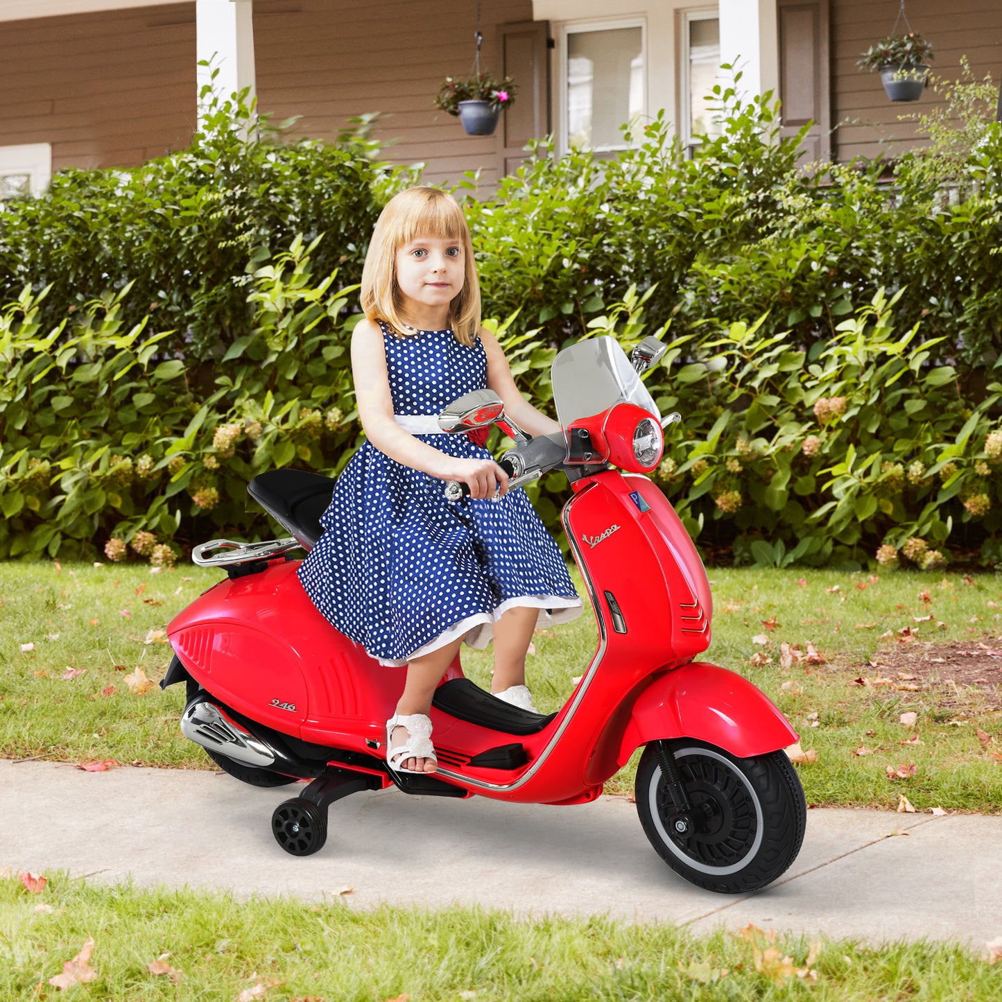 Electric Motorcycle for Children with Official Vespa License, 2 Wheels, Lights and Sounds, 108x49x75 cm, Red