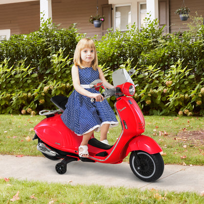 Electric Motorcycle for Children with Official Vespa License, 2 Wheels, Lights and Sounds, 108x49x75 cm, Red