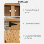 Wooden Garden Cabinet Tool Storage with 2 Doors and 4 Shelves, Sheet Metal Top, 75x40x90 cm